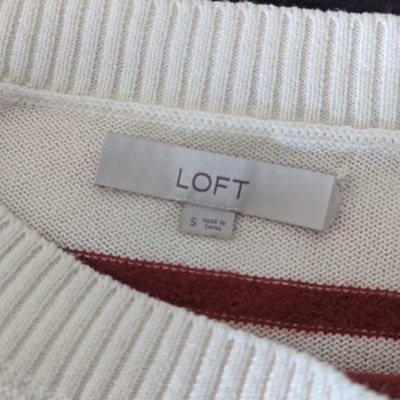 Oversized LOFT Fuzzy Striped Sweater Whipped Cream Multi New. S - Picture 7 of 14